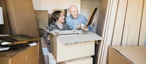 couple looking box
