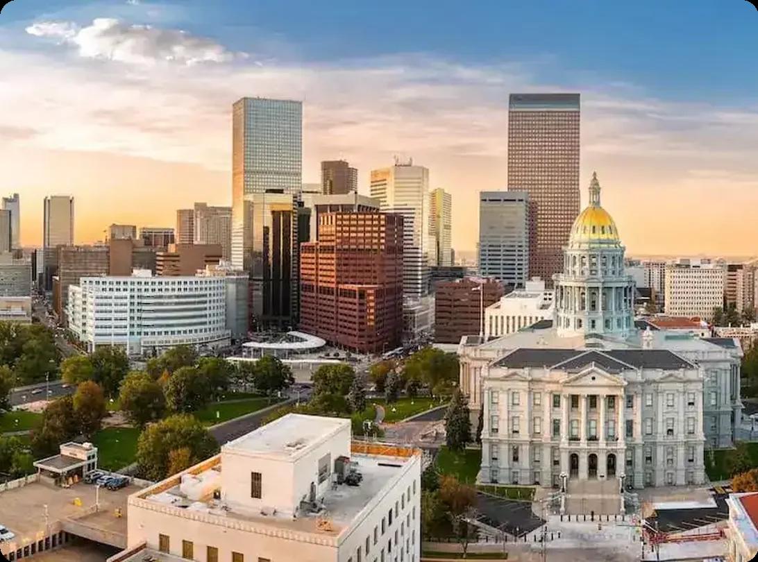 Downtown Denver skyline with Colorado State Capitol building