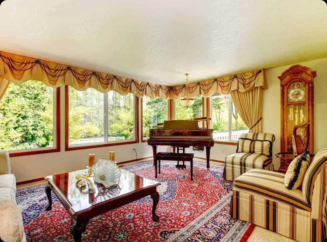 An old-fashioned living room filled with antique furniture