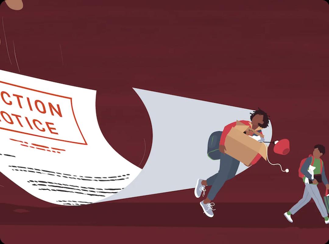 A family being chased by an eviction notice