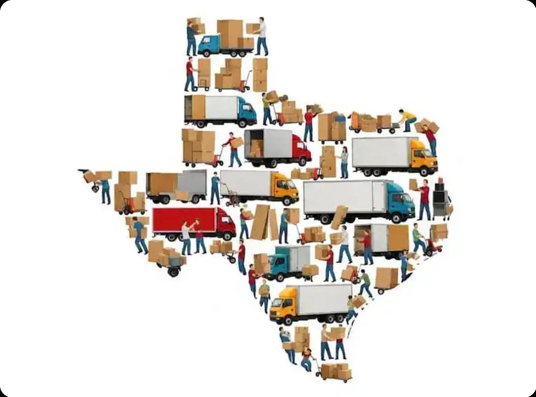 The state of Texas but filled with moving trucks