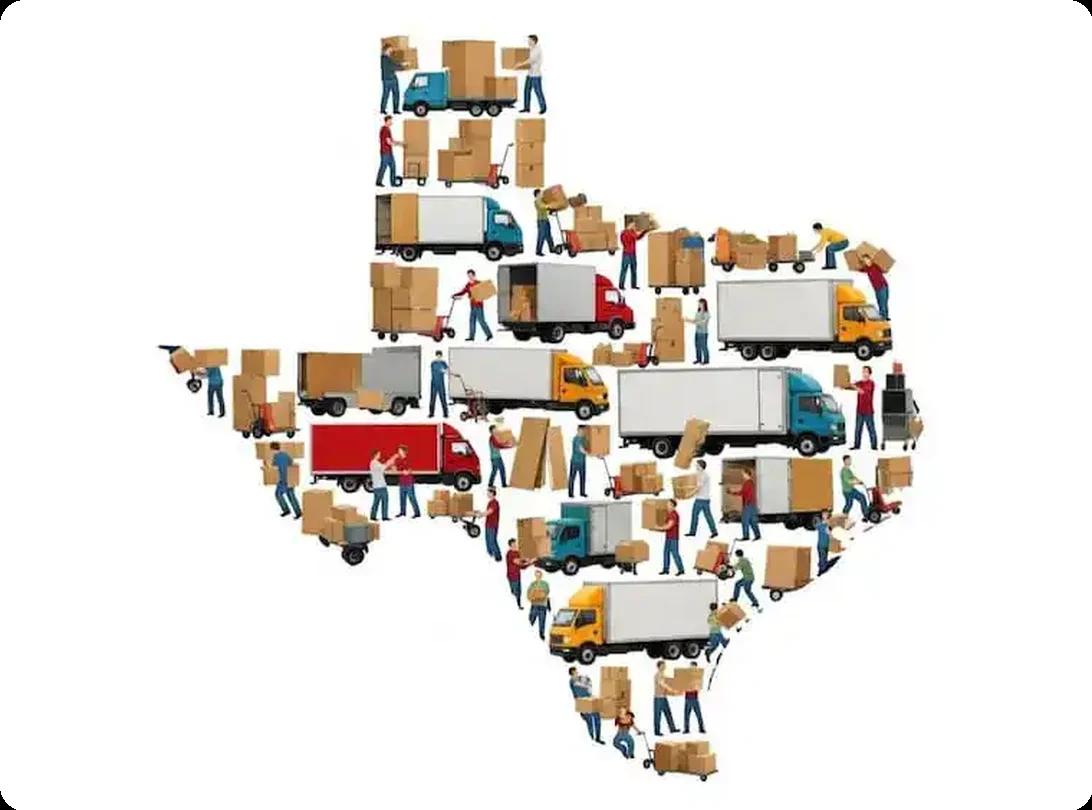 The state of Texas but filled with moving trucks