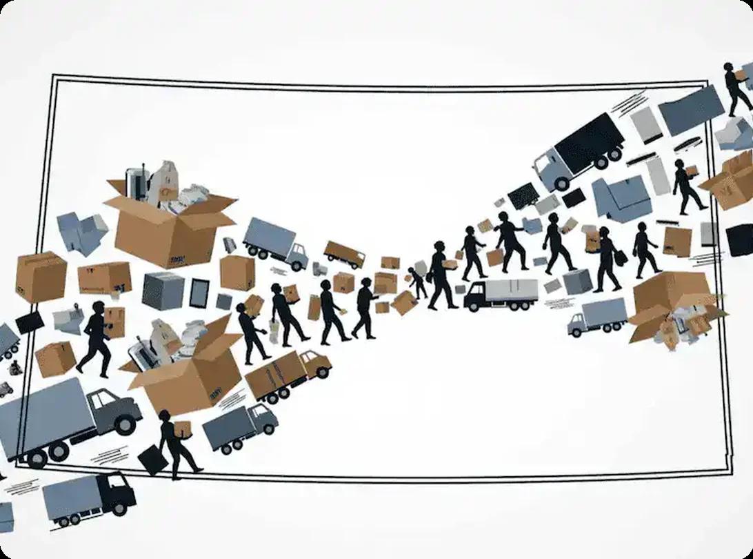 The state of Colorado but filled with moving trucks