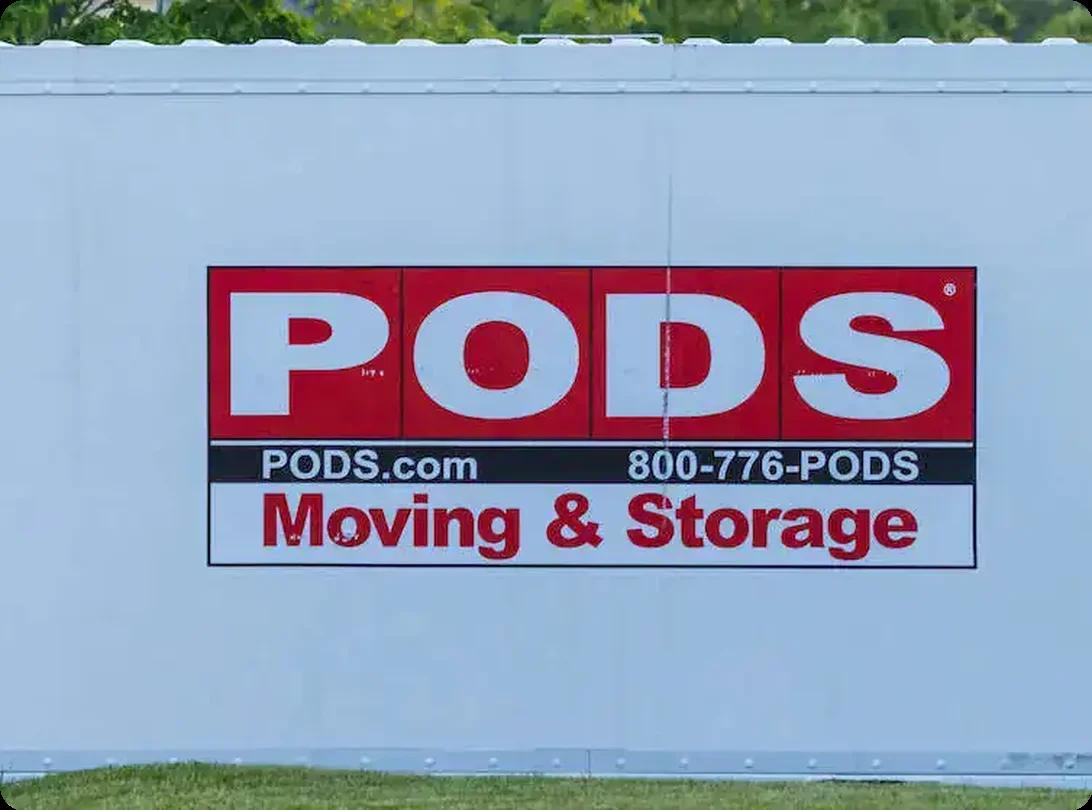 PODS moving and storage container placed in front of a home