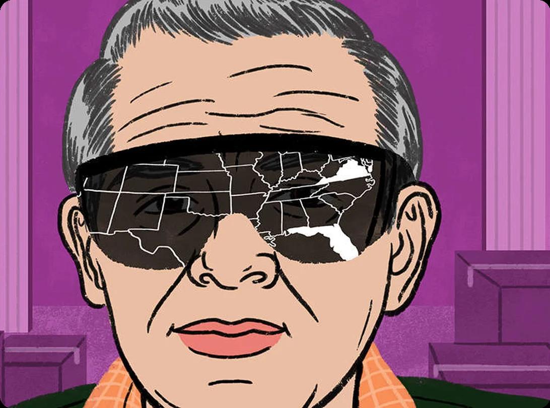 An older man wearing glasses
