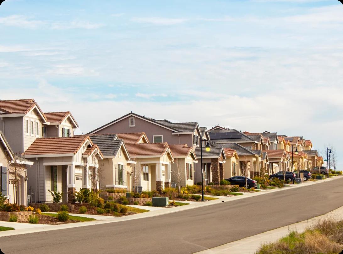 A neighborhood with lots of new houses