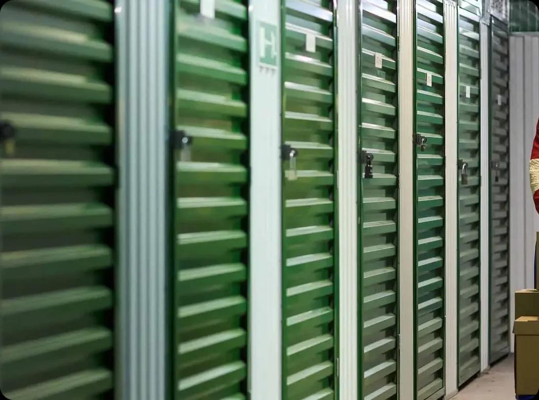 Row of self-storage units at a facility