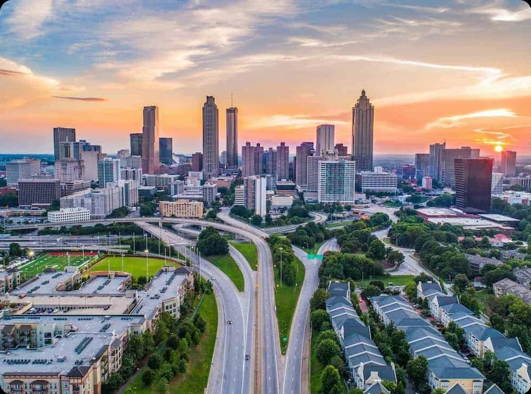 A view of the Atlanta, GA skyline and highways