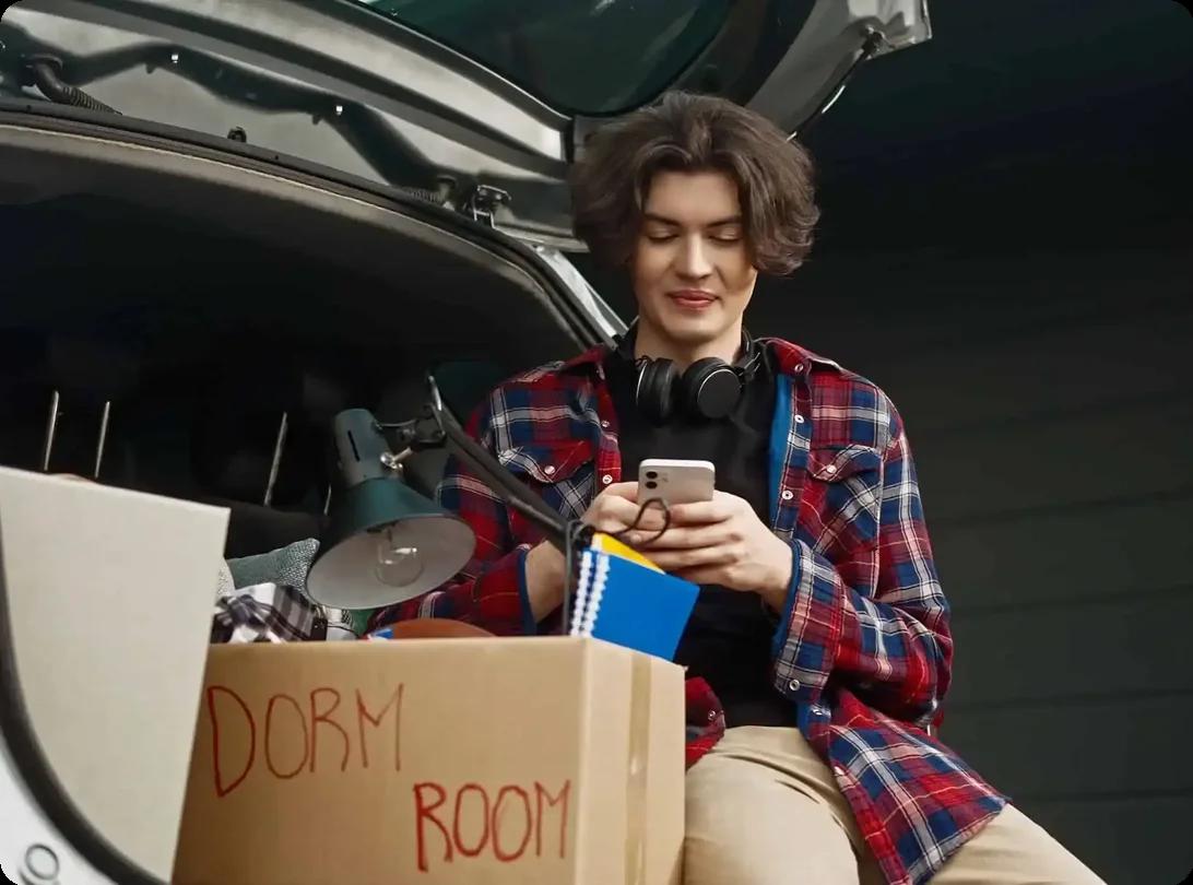 College student packing to move across the country