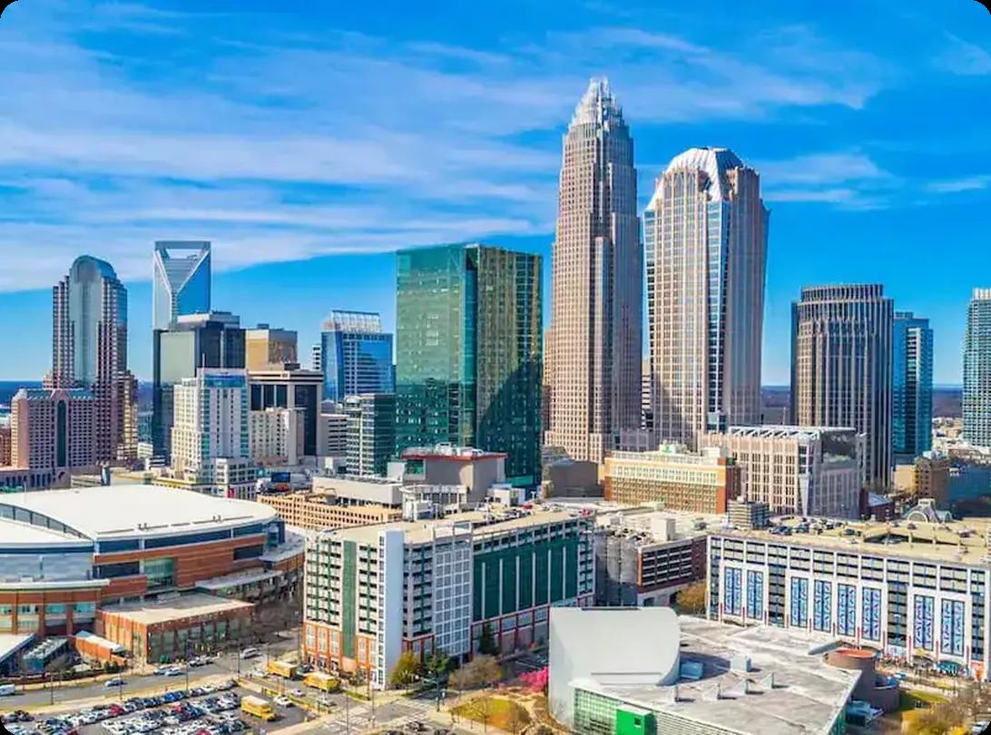 An aerial of Downtown Charlotte, North Carolina, USA