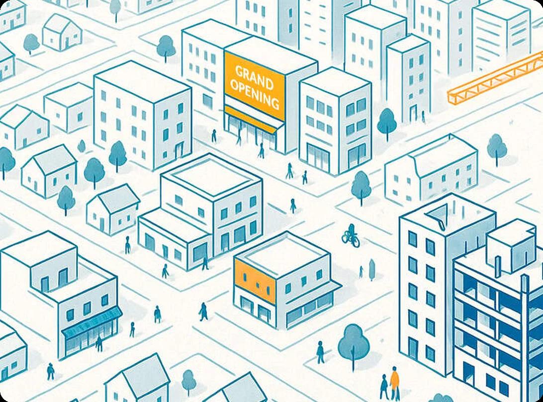 A bustling city block