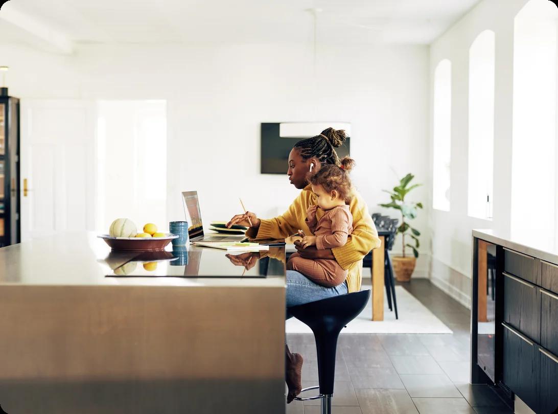 A man working from his home computer