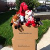 Box filled with stuffed animals