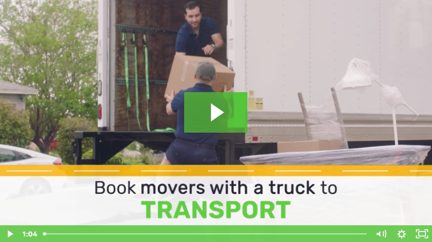 Movers loading boxes into a moving truck