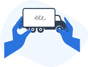 Hands holding a moving truck