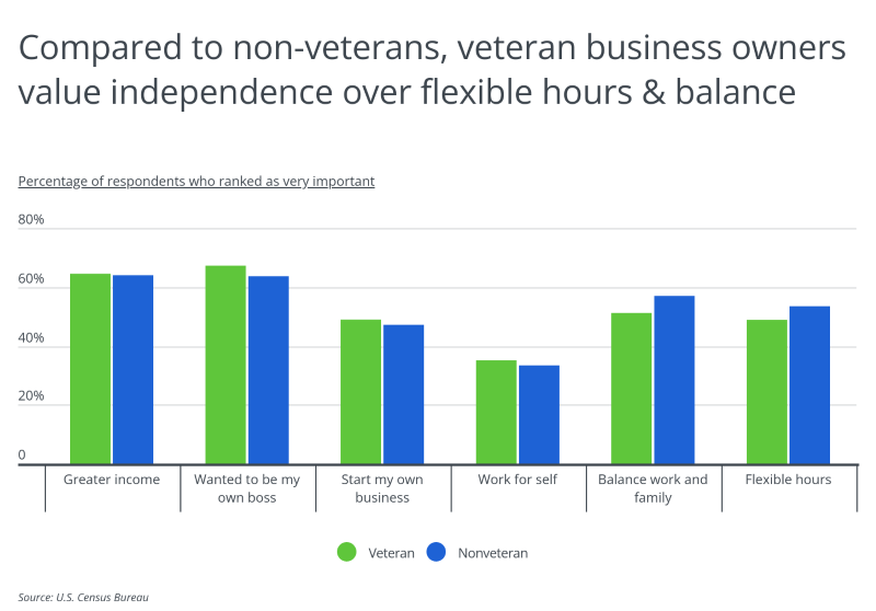 Chart showing veteran business owners perks vs non veteran
