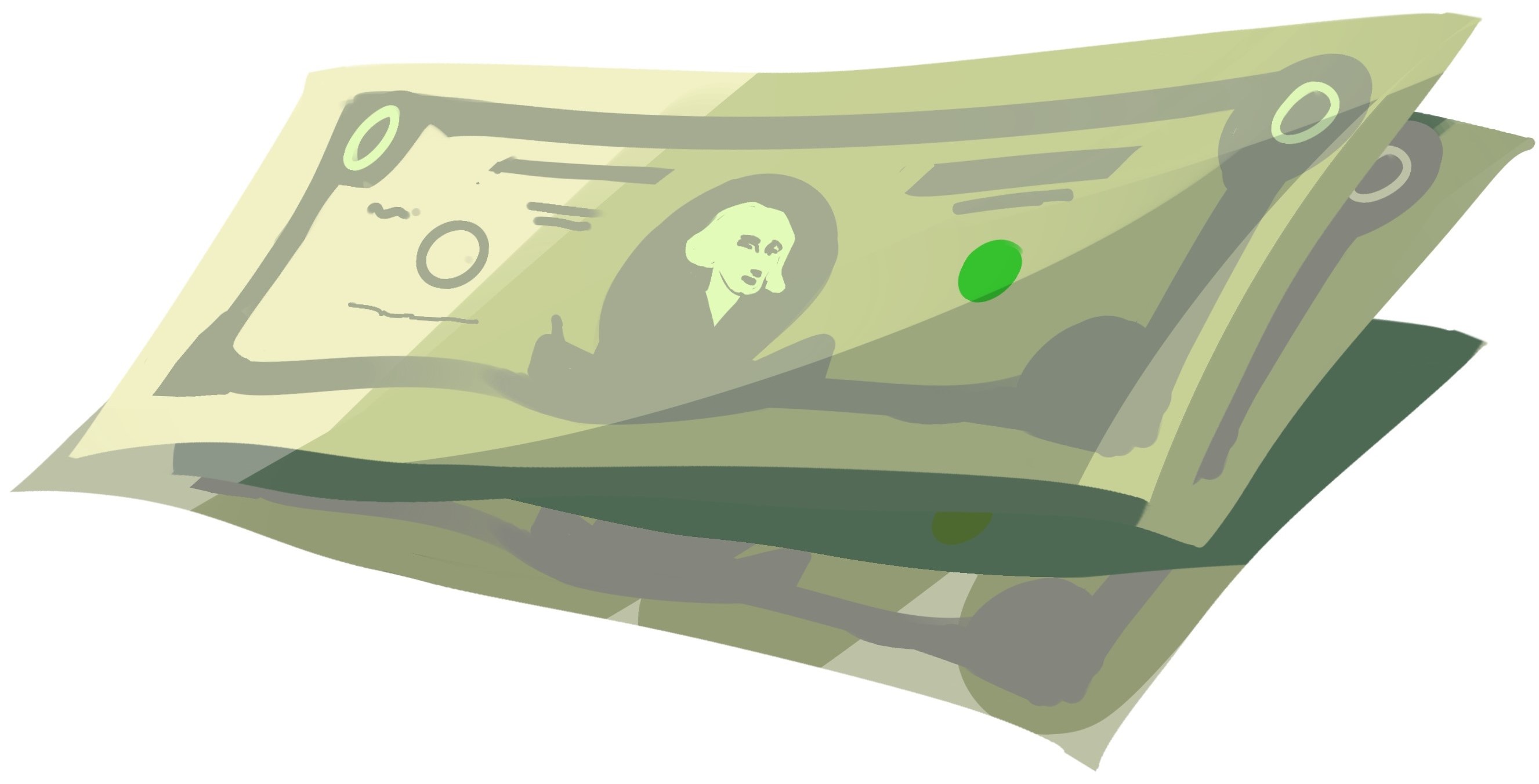 Illustration of a few american dollars stacked on top of each other